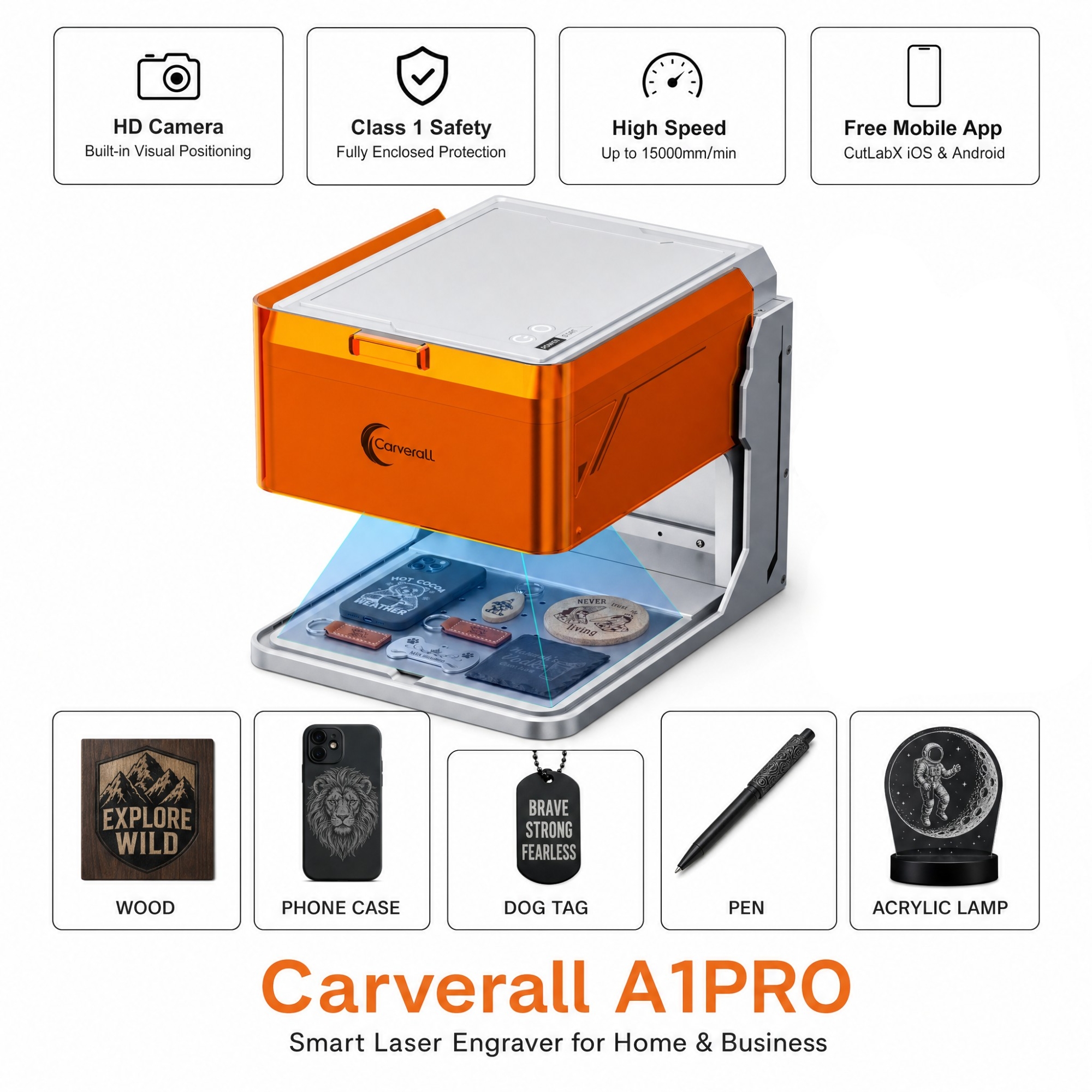 Industrial Laser Cutting - Carverall A1PRO Desktop Laser Engraver and