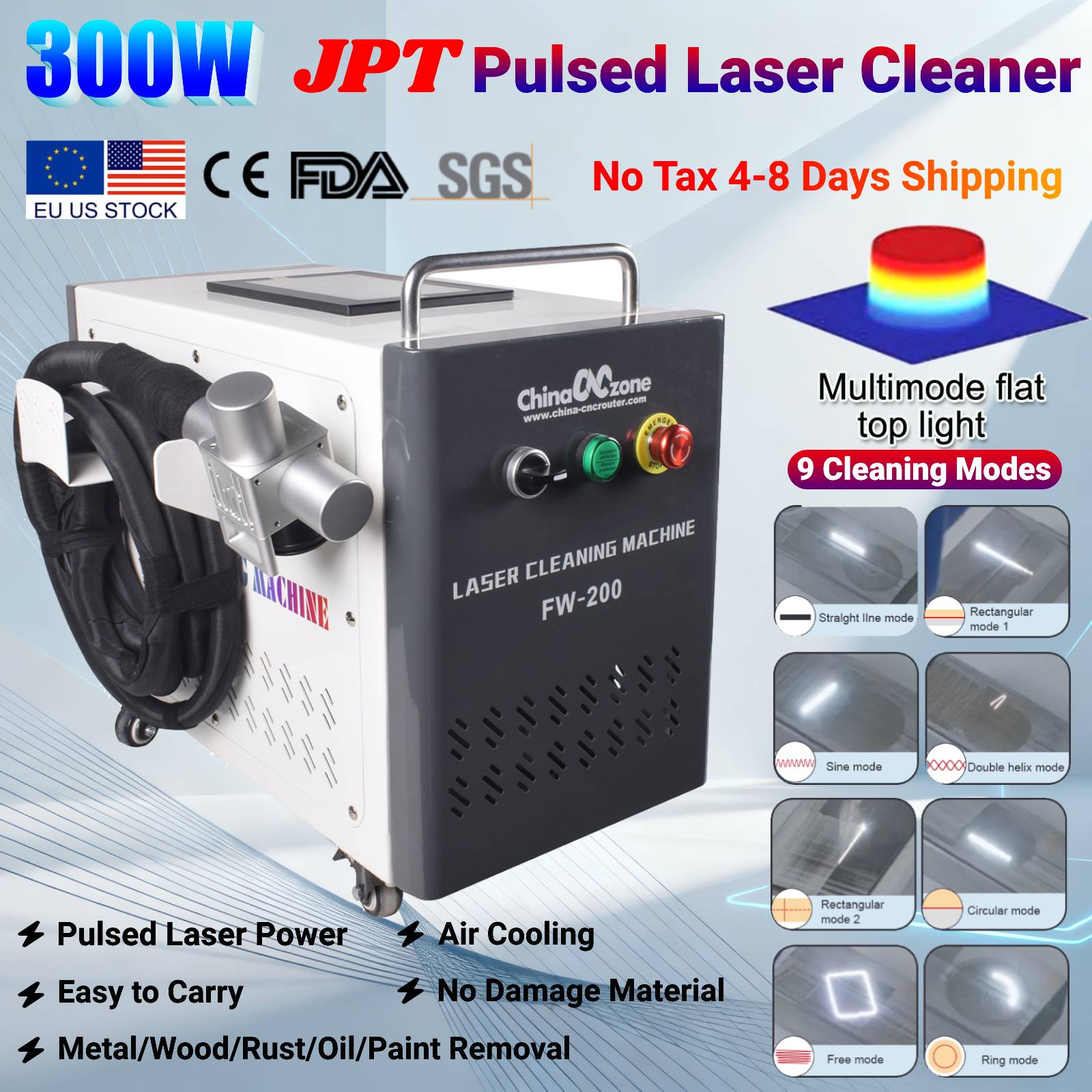 Industrial Laser Paint Removal - 300W JPT Pulsed Laser Cleaning Machine