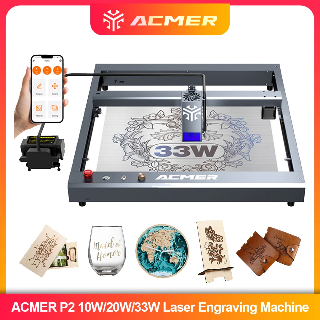 Industrial Laser Engraver For Wood - ACMER P2 Laser Engraver 33W 20W