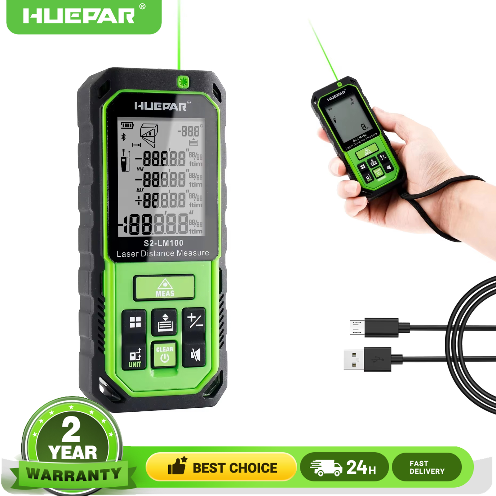 Huepar 100M Green Beam Laser R - Industrial Laser Displacement Sensor avaliação e preço