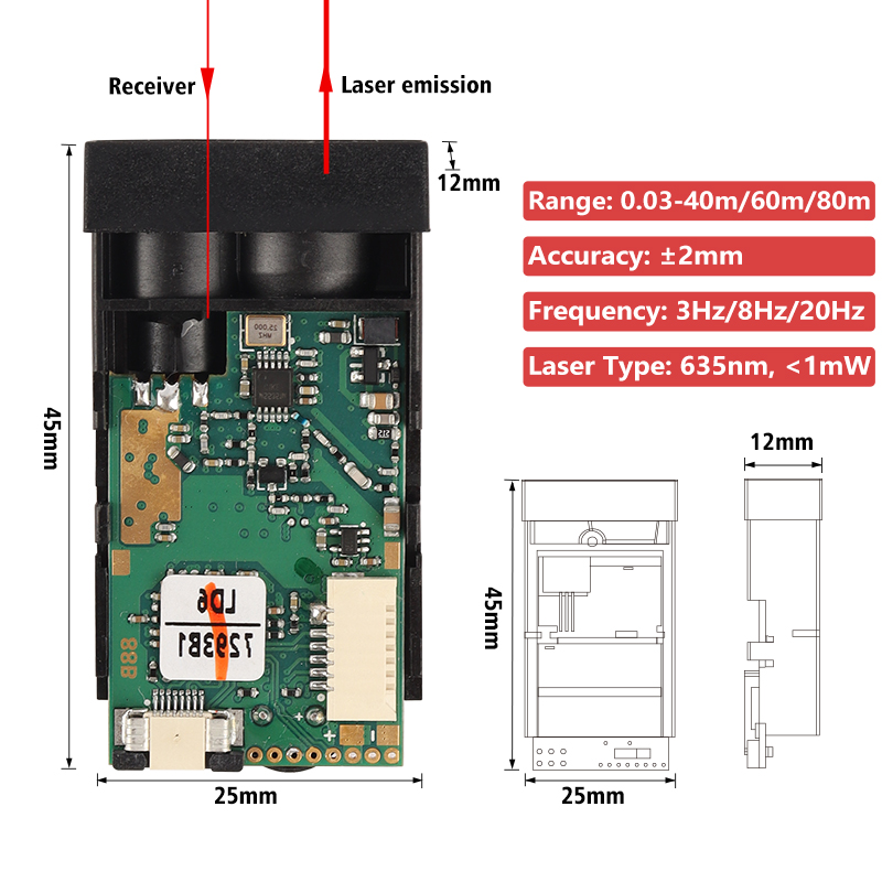 80m Compact Size Cmos Laser Di - Industrial Laser Displacement Sensor avaliação e preço