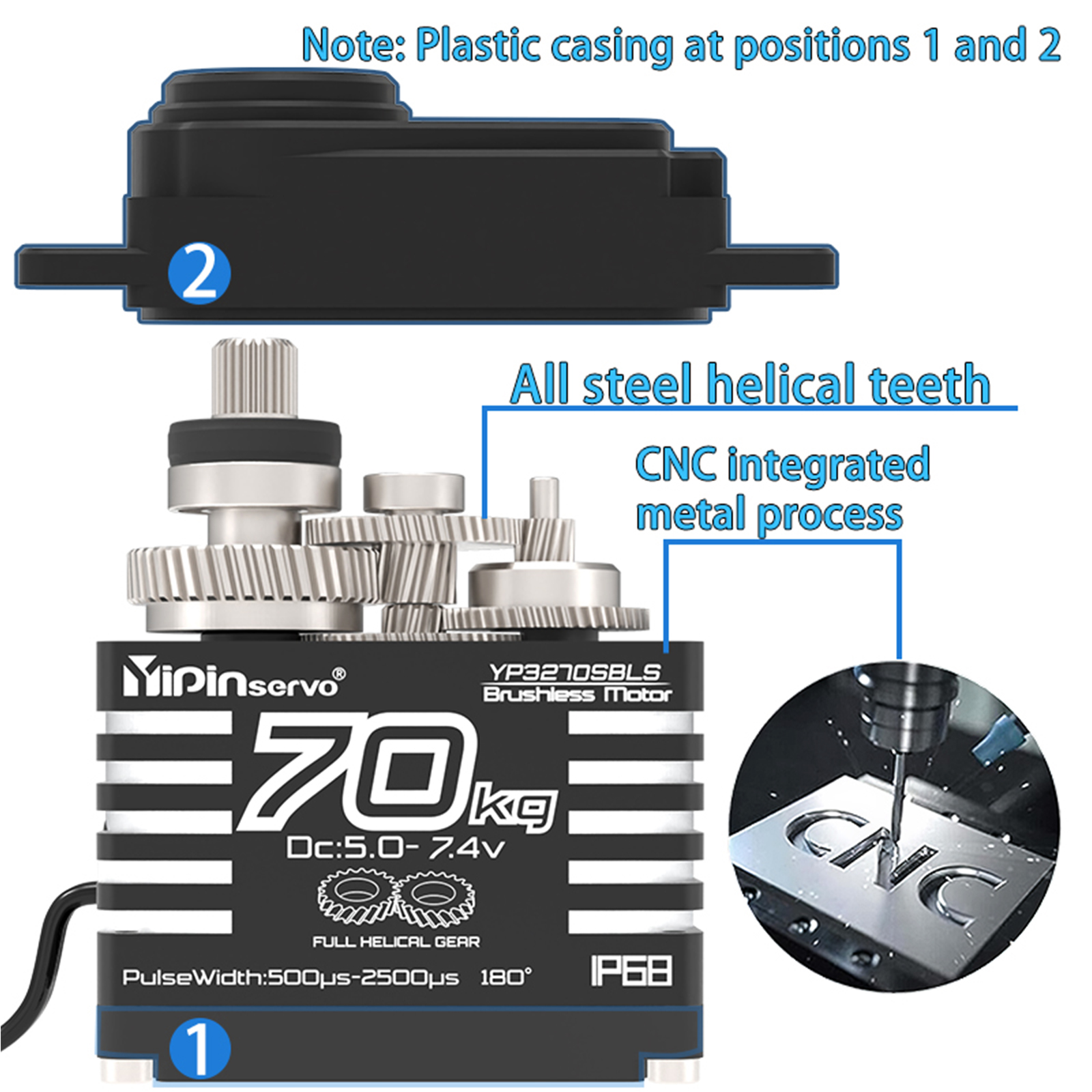 70kg Digital Servo 8.4V 180 De - Servo Motor Cnc avaliação e preço