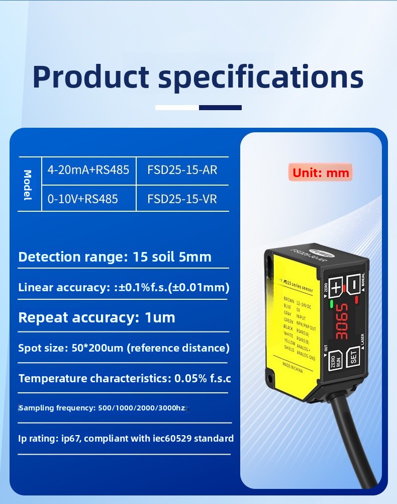 High Precision Laser Displacem - Industrial Laser Displacement Sensor avaliação e preço