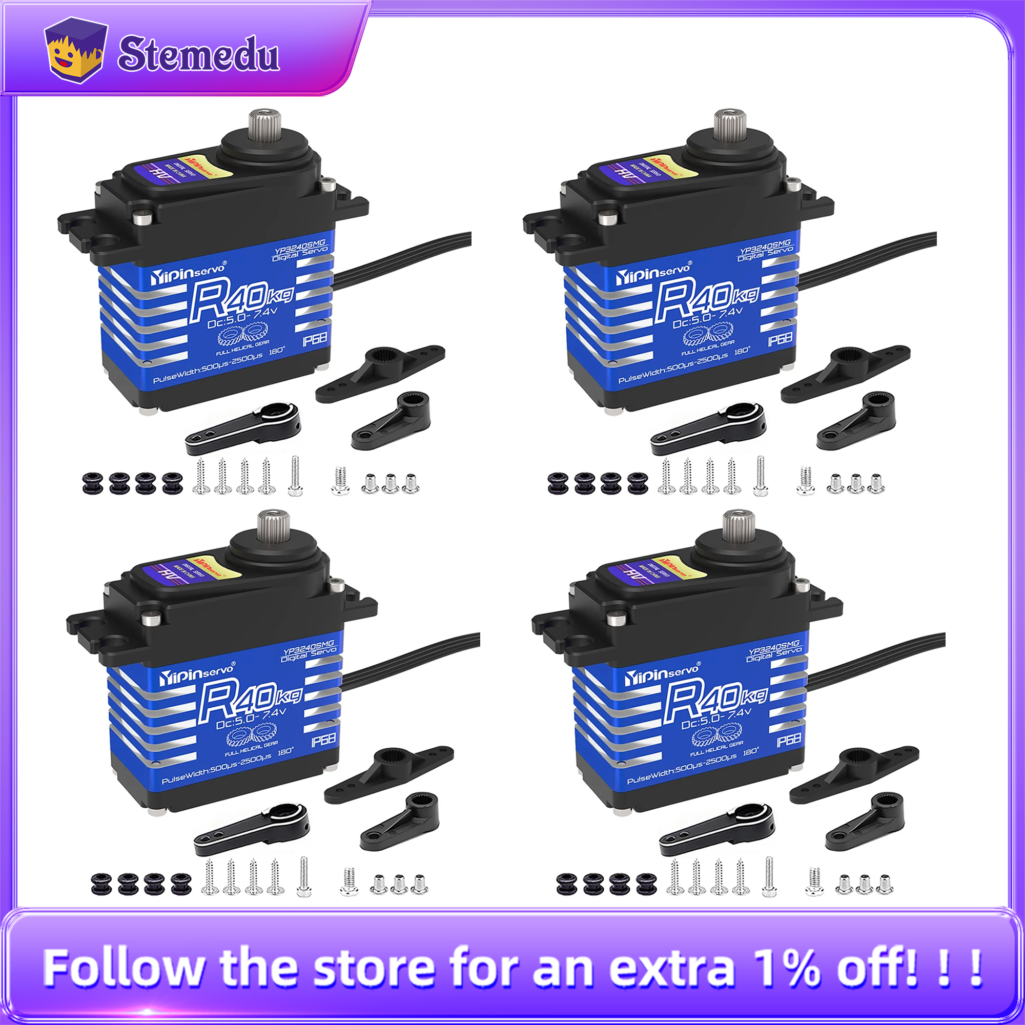 4PCS YiPinservo 40kg Metal Gea - Servo Motor Cnc avaliação e preço