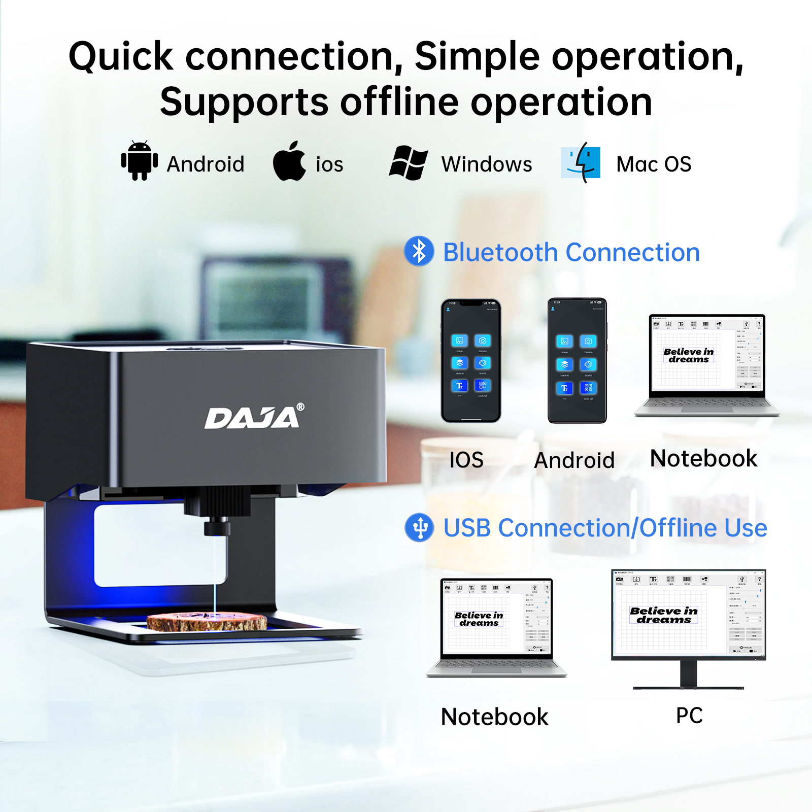 DAJA DJ6 Mini Portable Laser E - Industrial Laser Cutting avaliação e preço